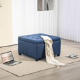 thumbnail image 2 of XgoodX Fabric Tufted Square Storage Ottoman with Flip Top Seat Lid, Metal Hinge and Stable Eucalyptus Wood Frame for Living Room, Entryway, or Bedroom, Blue, 2 of 10