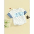 thumbnail image 3 of FEORJGP Infant Baby Boys Romper 3M 6M 12M 18M Newborn Letter Print T-Shirt Contrast Color Short Sleeve Bodysuits Crew Neck Jumpsuits Toddler Summer Casual Clothes, 3 of 9