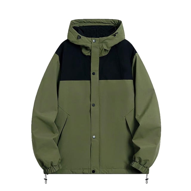 LOVZFMLL Jackets for Men's Casual Loose Fitting Long Sleeved Zippered Hooded Jacket