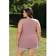 thumbnail image 6 of TIYOMI Ladies Plus Size 4X Tank Tops Pink Eyelet Sleeveless Tunics Henley Button Down Shirts Basic Solid Tunics Camisoles Summer Tank Tops 4XL 24W 26W, 6 of 8