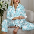 thumbnail image 5 of KLL Cute Rabbit Print Women's Long Sleeve Pajamas with Pants Sleepwear Loungewear 2 Set-Medium, 5 of 7