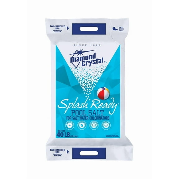 Diamond Crystal Splash Ready Pool Salt for Salt Water Chlorinators, 40 Lb.