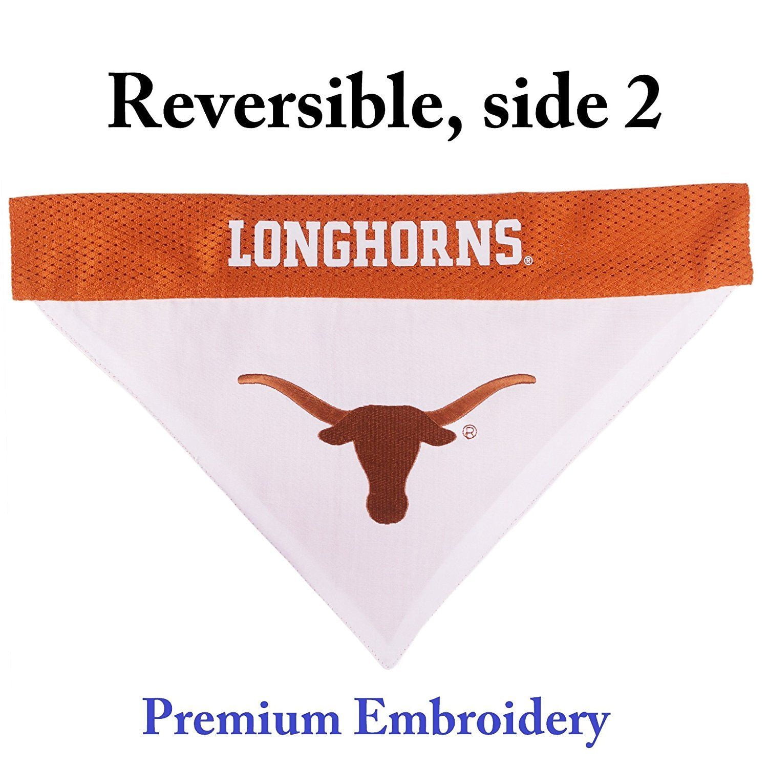 Pets First Collegiate Texas Longhorns Reversible Bandana - Home & Away Mesh & Premium Embroidery for DOGS & CATS