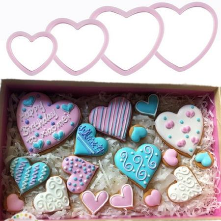 

Zhaomeidaxi 4Pcs/Set Heart Shape Cookie Cutters Set Plastic Biscuit Baking Mold for Valentine’s Day Wedding Anniversary Engagement Birthday