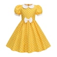 thumbnail image 2 of gdxvjhbj Robe pour Bébé Robe d'Été pour Petites Filles Robe Florale à Manches Courtes Tenue Décontractée Robe 5T 6T (Jaune,5-6 Ans), 2 of 6