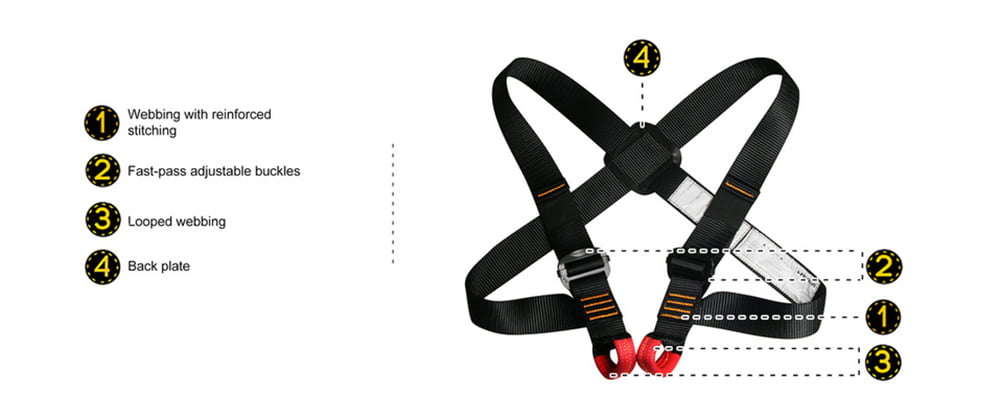 Fusion Climb Stika Chest Rescue Zipline Harness 23kN S Black 