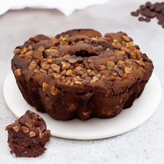 Large Traditional Chocolate Walnut Coffee Cake - 3.1 LB|Rich Chocolate Cake with Crunchy Walnuts
