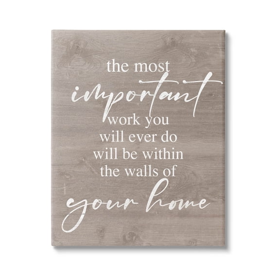 Most Important Work You'll Ever Do Phrase Inspirational Graphic Art Gallery Wrapped Canvas Print Wall Art