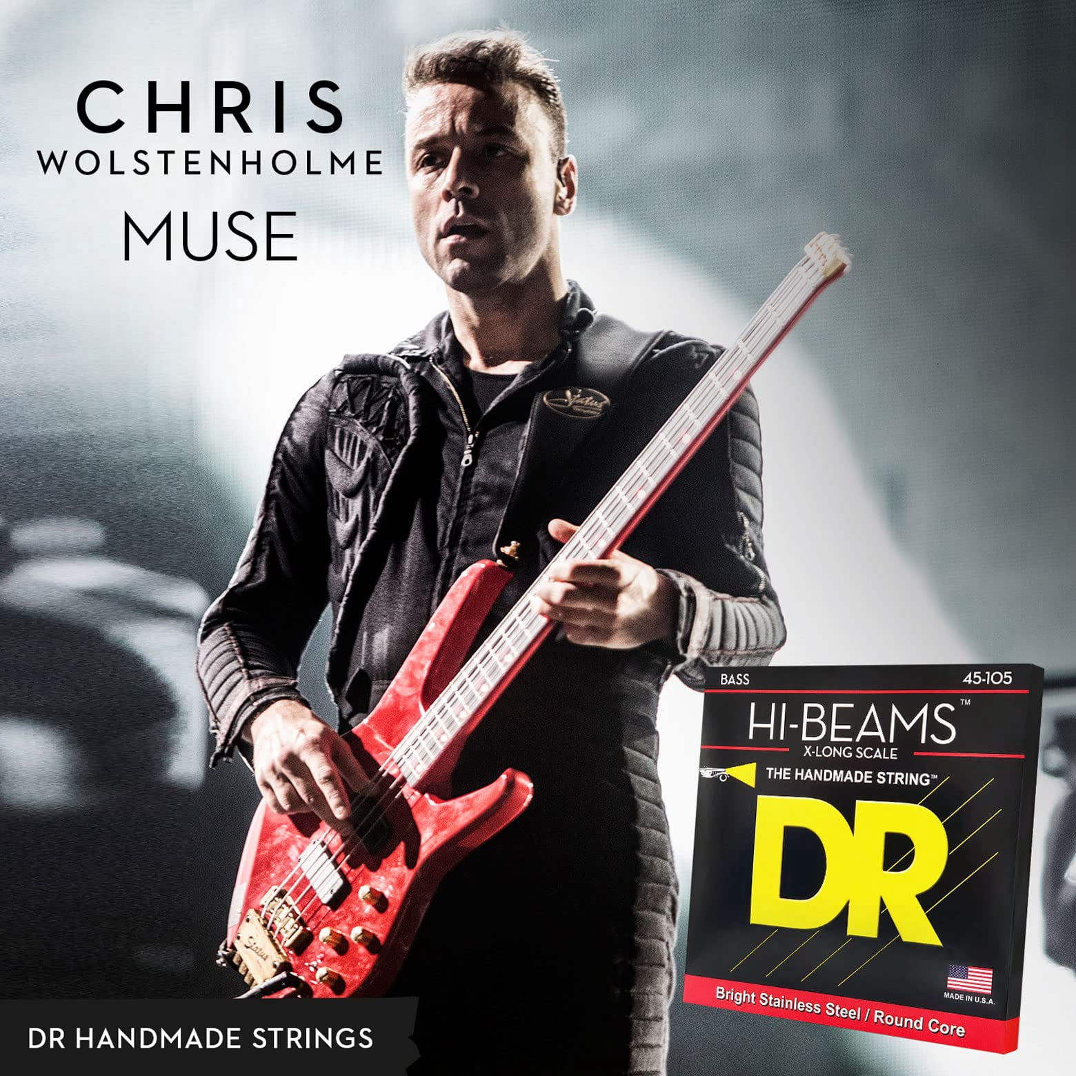 DR Strings Hi-Beams Stainless Steel 5-String Bass Strings X-Long Scale (45-65-85-105-125)
