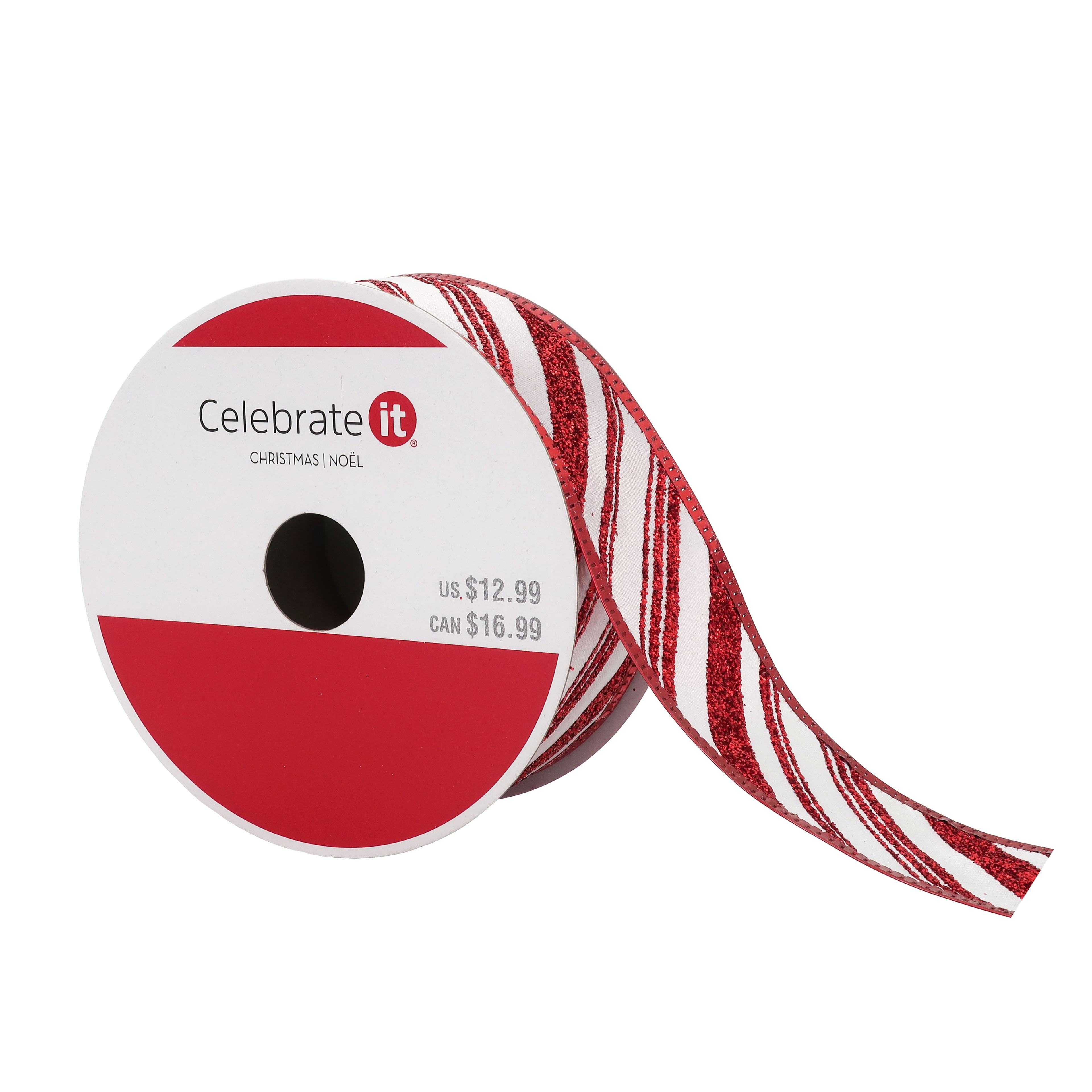 1.5 x 10yd. Taffeta Wired Paw Print Ribbon by Celebrate It® Christmas