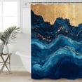 thumbnail image 2 of 54x78 Inch Shower Curtain Decorative Navy Blue Bathtub Bath Curtains Fabric Waterproof Bathroom Decor Modern Abstract Luxury Golden Small Stall Shower Curtain Set with 12 Hooks, 2 of 6