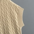 thumbnail image 5 of Amidoa Cable Knit Sweaters for Women Beige Turtleneck Short Sleeve Light Shirring Hem Sweater Vests Cardigans for Women, 5 of 7