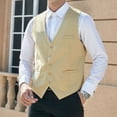 thumbnail image 6 of Men's Beige Suit Vests Formal Slim Fit Dress Vest Casual Lightweight Wedding Prom 3XL, 6 of 9