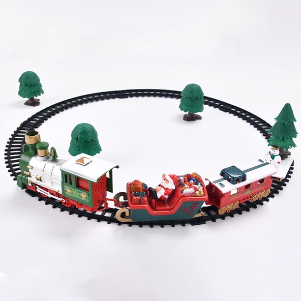 Tren eléctrico navideño con compartimentos para rieles, juguetes clásicos para niños con música ligera, regalos para niños