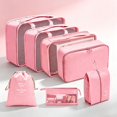thumbnail image 2 of Travel Packing Cubes 8-Piece Set Foldable Lightweight Luggage Storage Bags with Handles, Versatile Tote Bag for Closet Organizers and Storage, Moving Pink, 2 of 3