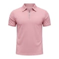 thumbnail image 3 of Short Sleeve Polo Shirts for Men Summer Casual Quarter Zipper Collared Textured Plain Tshirts Work Shirts Golf Shirt, 3 of 5