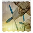 thumbnail image 3 of Ambesonne Vintage Airplane Shower Curtain, Old Aircraft, 69"Wx75"L, Brown Blue Yellow, 3 of 3