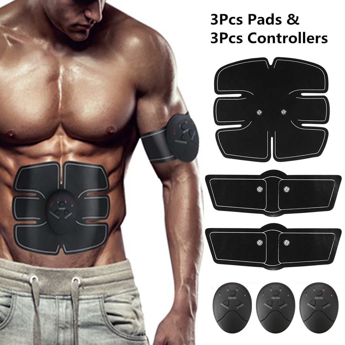 Abs Trainer Fitness Training Gym Workout Machine For Men & Women Tenswall EMS Muscle Stimulator Ab Belt Toning with USB Rechargeable