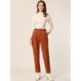 thumbnail image 3 of Pantalones de gamuza sintética para mujer Pantalones casuales de cintura alta con cinturón y piernas rectas Caramelo XS, 3 of 6
