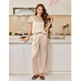 thumbnail image 4 of Ekouaer Silk Pajamas for Women Set 2 Piece Satin Pajama Set Short Sleeve Silk Pj Sets Silky Loungewear Sleepwear, 4 of 7