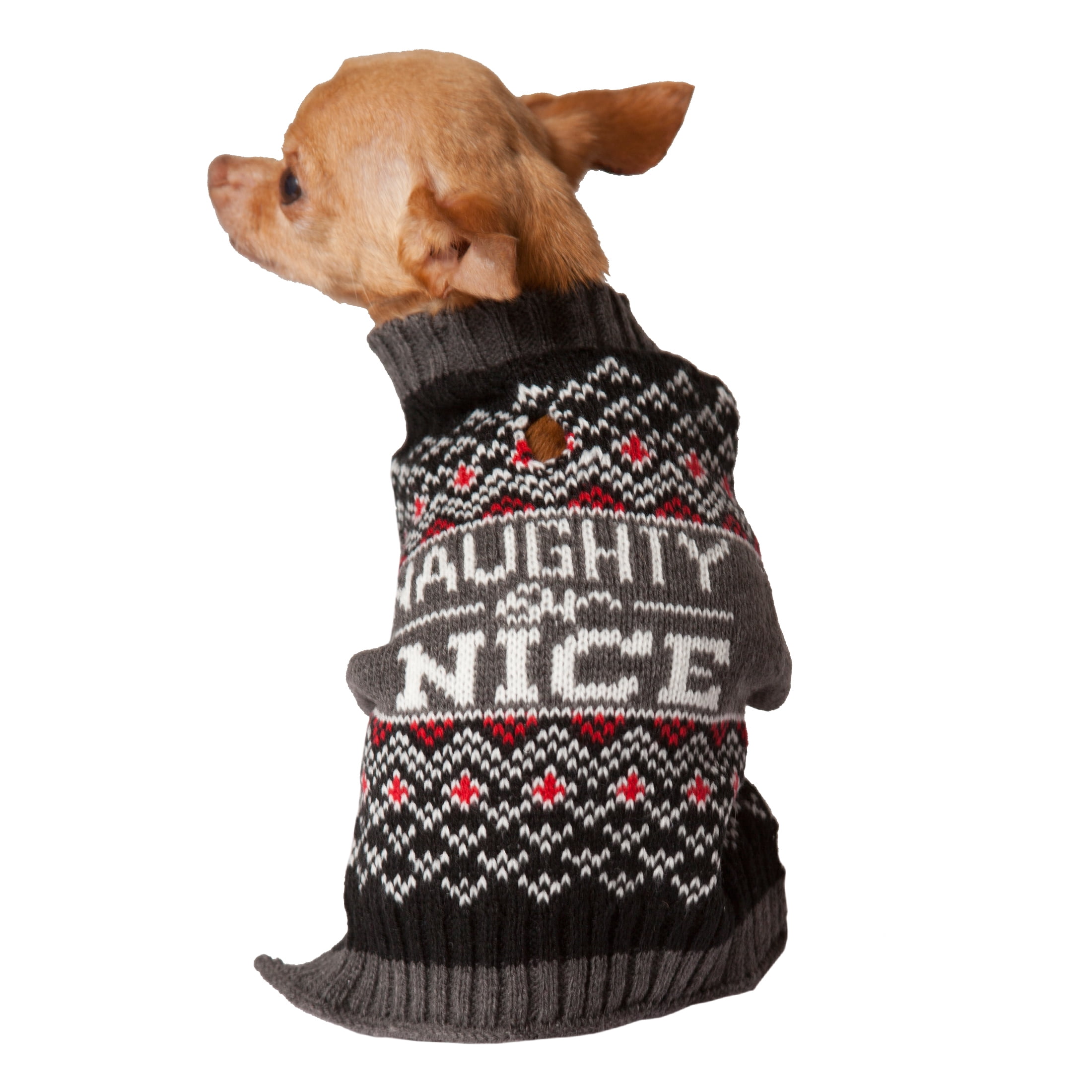 Vibrant Life Holiday Blk Naughty Nice Fr Isle Dog Sweater and Cat