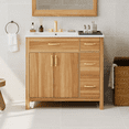 thumbnail image 2 of 36" Wood Bathroom Vanity with Ceramic Sink, Solid Wood Frame, 2 Soft-Close Doors & 3 Drawers, Adjustable Shelf, Gold Handles, Modern Storage for Small Bathrooms, 2 of 10