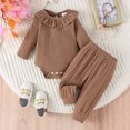 thumbnail image 2 of Baby Girls Casual Outfit Set Long Sleeve Ruffle Blouse and Pant 2PCS Toddler Jumpsuit Soft Playwear Romper, 2 of 4