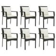 thumbnail image 2 of vidaXL 7 Piece Garden Dining Set with Cushions Black Poly Rattan, 2 of 5