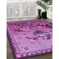 thumbnail image 3 of Ahgly Company Machine Washable Indoor Round Transitional Dark Magenta Purple Area Rugs, 4' Round, 3 of 7