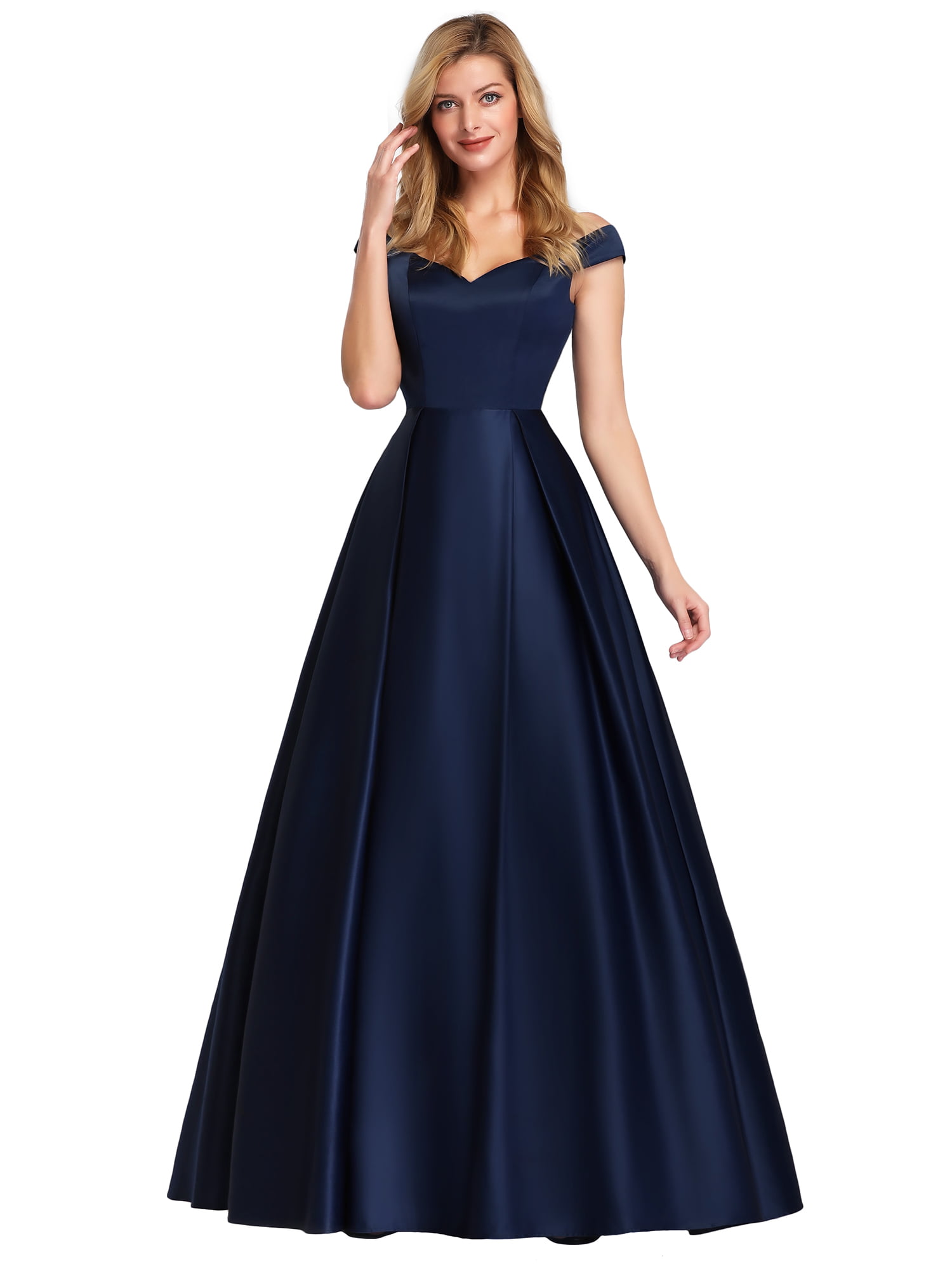 Ever-Pretty Women's Off The Shoulder A Line Elegant Chiffon Long Empire Waist with Ruffles Plus Size Evening Dresses 00968PL