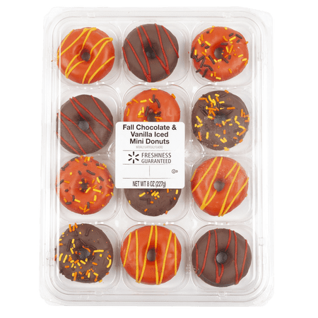Freshness Guaranteed Fall Chocolate and Vanilla Iced Mini Donuts, 8 oz, 12 Count