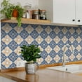 thumbnail image 2 of Mi Alma Blue White Vintage Peel & Stick Vinyl Backsplash Tiles 5x5, 24 pcs, 2 of 10