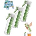 thumbnail image 1 of One Glass Ice Maker, 6 Grid Easy Release Silicone Cube Tray with Handle, One Hand Press Square Mold 3pcs Green, 1 of 6