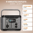 thumbnail image 5 of Qunler 300W 296Wh Portable Power Station, 60W USB-C PD, Pure Sine Wave 120V AC Outlet for Camping, Home Backup and Emergency Use, Gray, 5 of 9