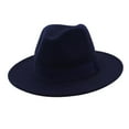 thumbnail image 3 of BELOVING Fashion Party Fedora Hat Simple Ribbon Band Belt Felted British Winter Navy, 3 of 6