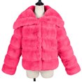 thumbnail image 4 of BiZtdJrK Sales Of The Week Womens Faux Fur Coat Fleece Cropped Lapel Jacket Long Sleeve Plush Warm Thickening Coats Warm Winter Open Front Jackets 2025 Hot Pink 3XL, 4 of 5