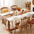 thumbnail image 3 of Harvest Pumpkins Fall Table Runner - 108 Inch Long Maple Thanksgiving Orange Checked Cotton and Linen Blended Dress Scarves Farmhouse Table Runner for Kitchen Dining, Coffee Table, 13" x 108", 3 of 8