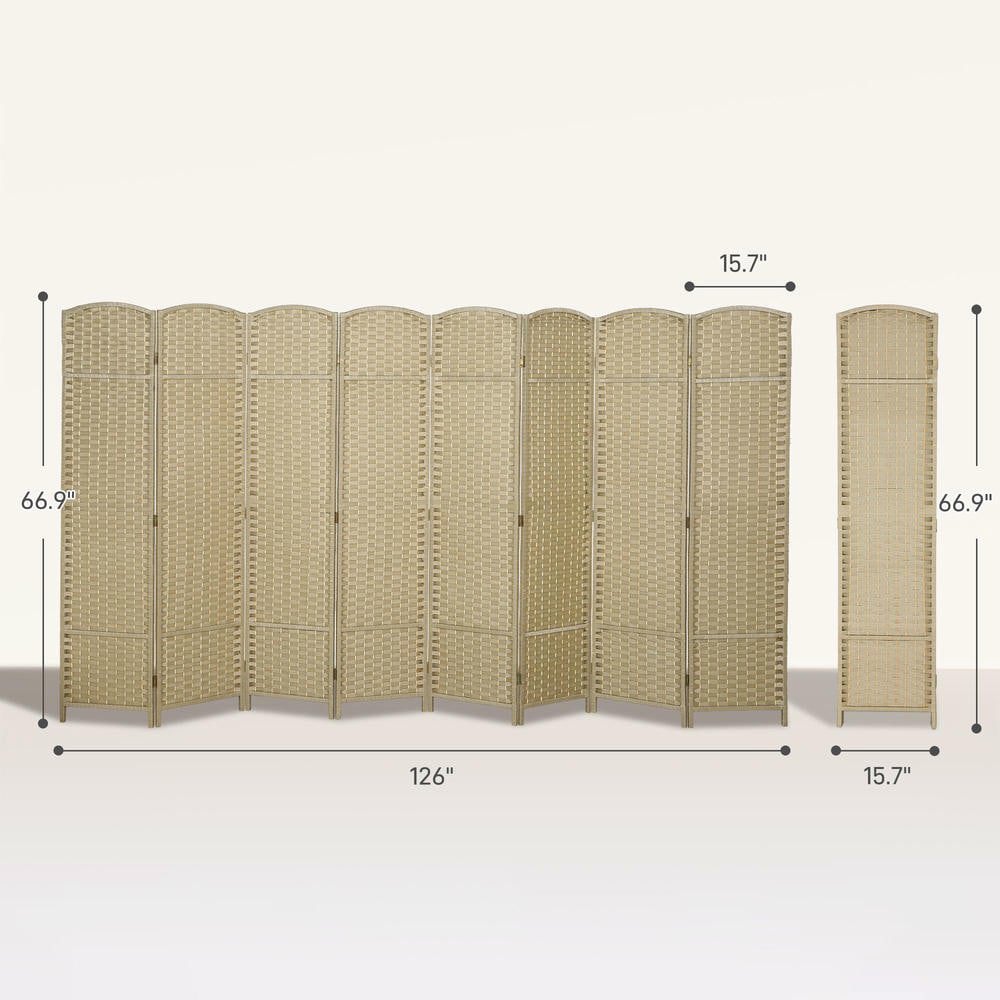 Resenkos 5.6ft Folding Room Divider Screen - 8-Panel Freestanding Privacy Partition for Home Office, Beige