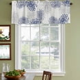 thumbnail image 3 of Blue White Curtain Valances for Windows, Kitchen Valance Window Treatments Panel 2 Pack, Abstract Grey Chrysanthemum Flower Floral Rod Pocket Short Curtains for Bathroom Bedroom 60 x 18 Inch, 3 of 8