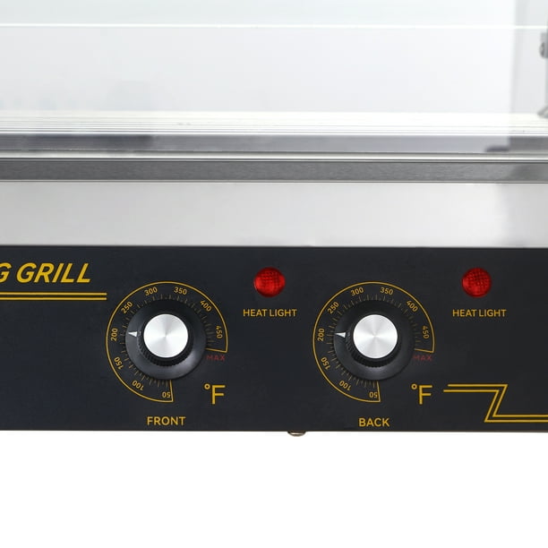 VEVOR Hot Dog Roller 7 Rodillos 18 Hot Dogs Capacidad 1050W Acero inoxidable Salchicha Parrilla Cocina Máquina con doble control de temperatura Cubierta de vidrio Acrílico