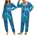 thumbnail image 2 of Oceanic Manta Rays Pattern Unisex Adult Onesie Pajamas with Pockets for Women Men Hooded Loungewear, 2 of 8