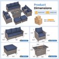 thumbnail image 3 of ELPOSUN 7 Pieces Outdoor Patio Furniture Set with Fire Pit Table, Outdoor Wicker Sectional Patio Conversation Set with Ottoman for Garden, Poolside, Backyard, Navy Blue Cushion, 3 of 10