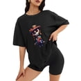 thumbnail image 2 of Women T Shirt Graphic Tee Summer Tops Half Sleeve Loose drop Shoulder Vintage Shirts Casual Shirt M, 2 of 5