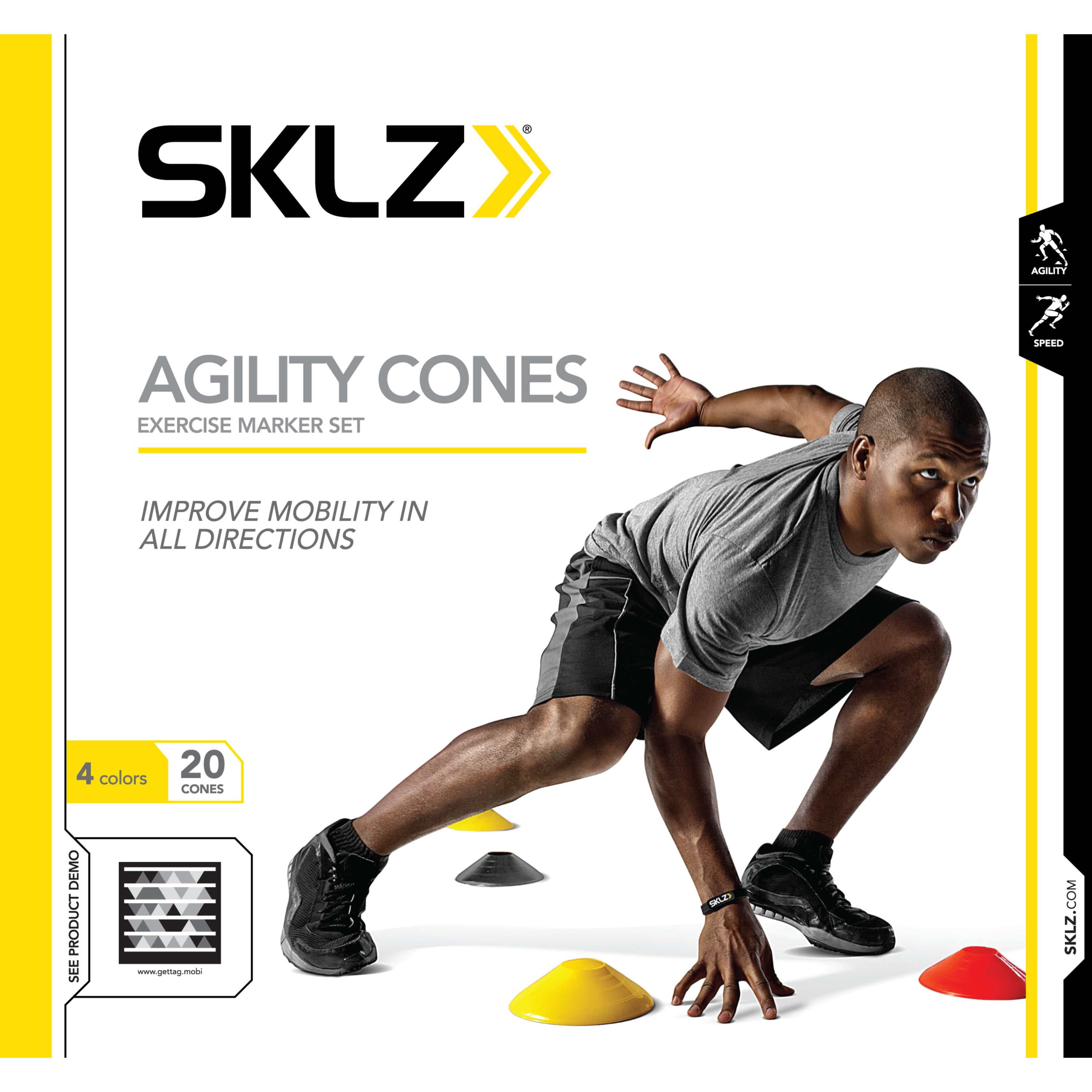SKLZ 2 Inch Pro Football Training Aid Cone Marker Running Sports Set 20 Pack 