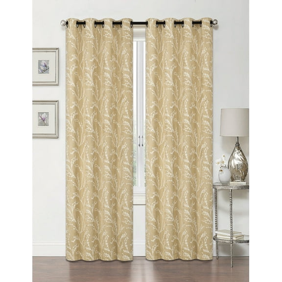 2 Pack: Regal Home Collections Arbor 100% Blackout Floral Thermal Insulated Energy Saving Grommet Top Curtains - Assorted Colors