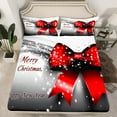 thumbnail image 2 of jejeloiu Happy New Year Red Bowtie Bowknot Merry Christmas Queen Sheet Set,Lightweight Kids Bedding,4pcs, 2 of 7