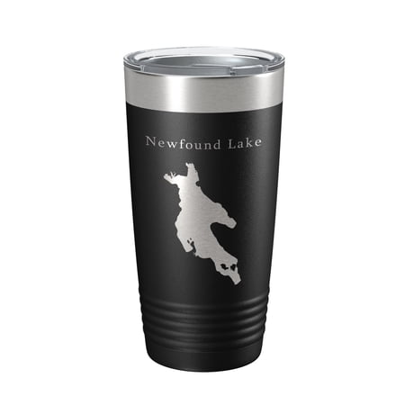 Newfound Lake Map Tumbler Travel Mug Insulated Laser Engraved Coffee Cup New Hampshire 20 oz Black