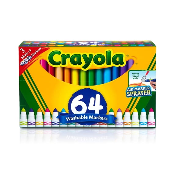 Crayola Washable Broad Line Markers with Gel FX Markers, 64 Count
