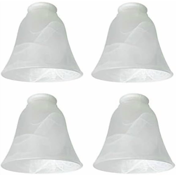 4 Pack Ceiling Fan Light Covers, Transitional Style Replacement Bell Shaped Glass Shade Ceiling Fan Replacement Globes (Alabaster, 4-3/4'')