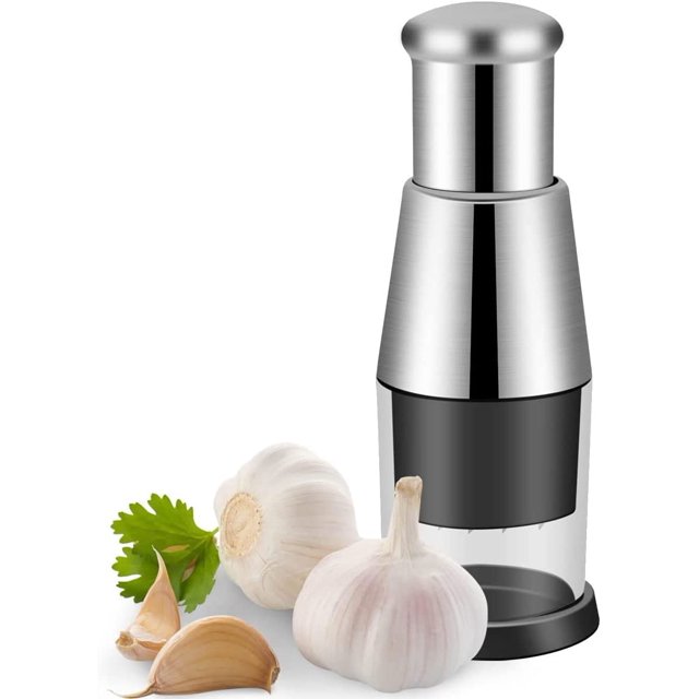 Picador de ajo prensado Cusine, picador de cebolla multifunción, prensa de ajo de acero inoxidable, triturador de ajo picado para picar verduras, exprimidor de cebollas ACTIVE Biensenido a ACTIVE